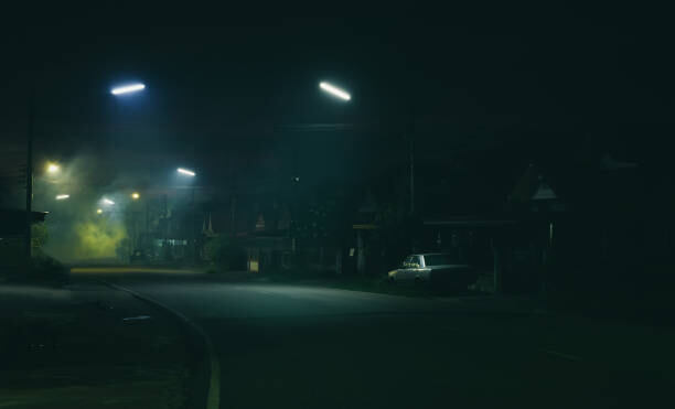 Street night scene and smoke background in Thailand