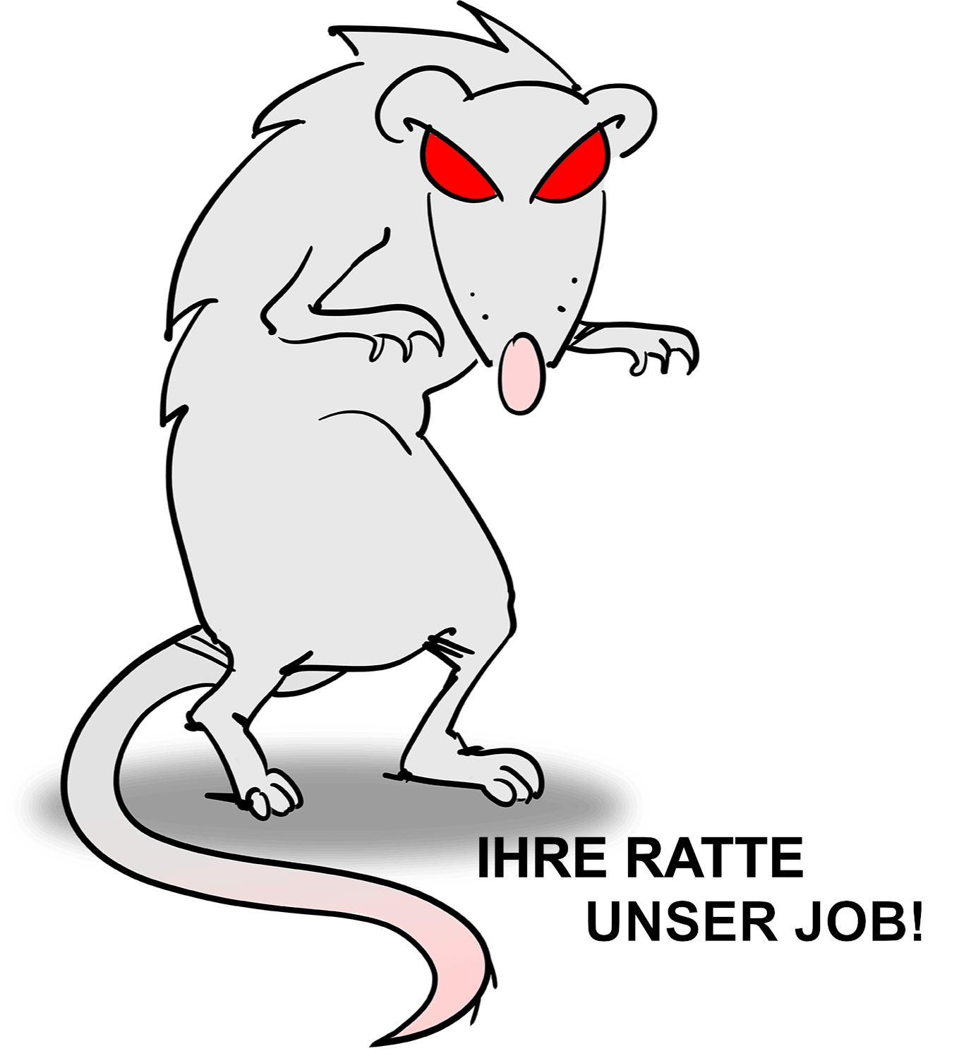 Maskottchen von ball-b, die Ratte, mit Slogan Ihre Ratte unser Job